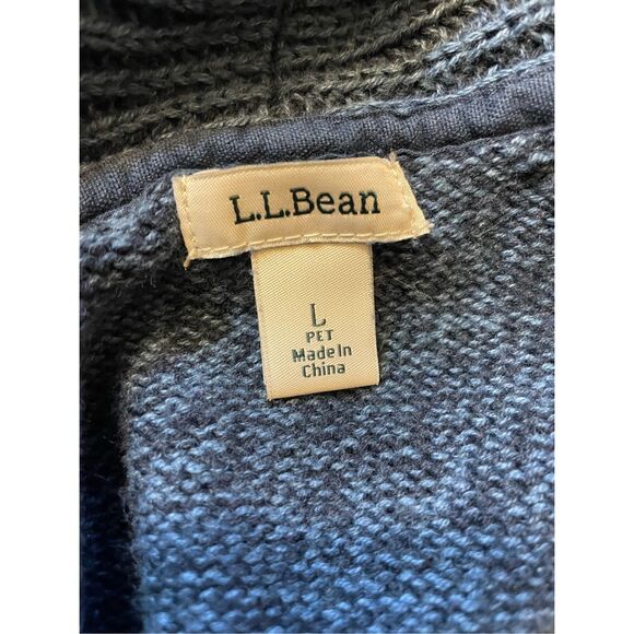 L.L. Bean Women’s Open Front Knit Cardigan Sweater Size Large Petite Slate Blue - Picture 10 of 11